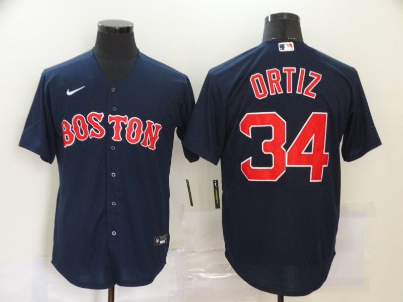 Men Boston Red Sox 34 Ortiz Blue Nike Game MLB Jerseys